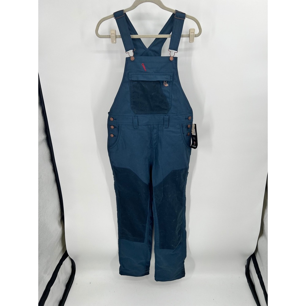 Dickies TradeBuilt Waxed Canvas Double Front Bib Overalls, Airforce Blue S NWT